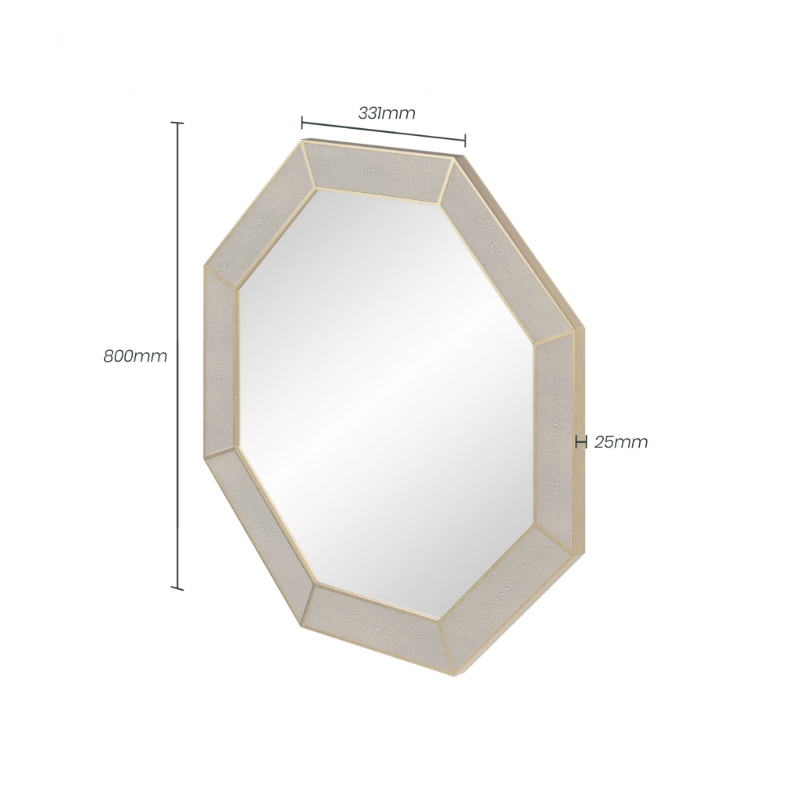 Hampton Octagon Mirror - Grey Shagreen