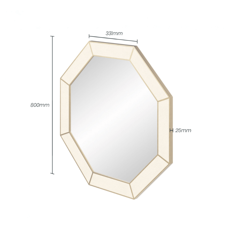 Hampton Octagon Mirror - Ivory Shagreen