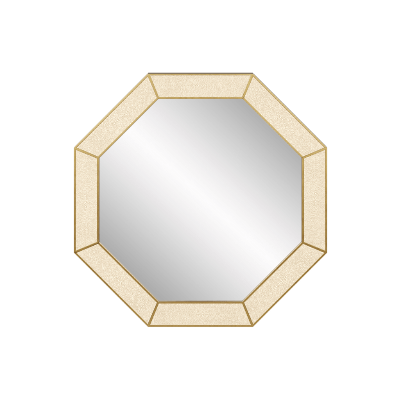 Hampton Octagon Mirror - Ivory Shagreen