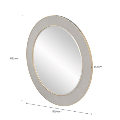 Hampton Round Mirror - Grey Shagreen