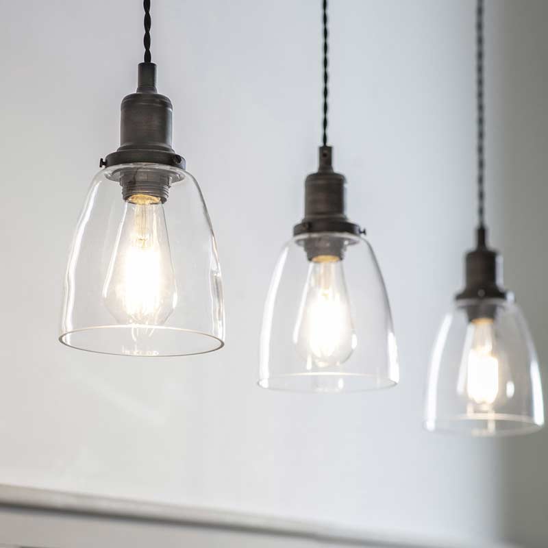 Trio of Hoxton Domed Pendant Lights - Antique Bronze