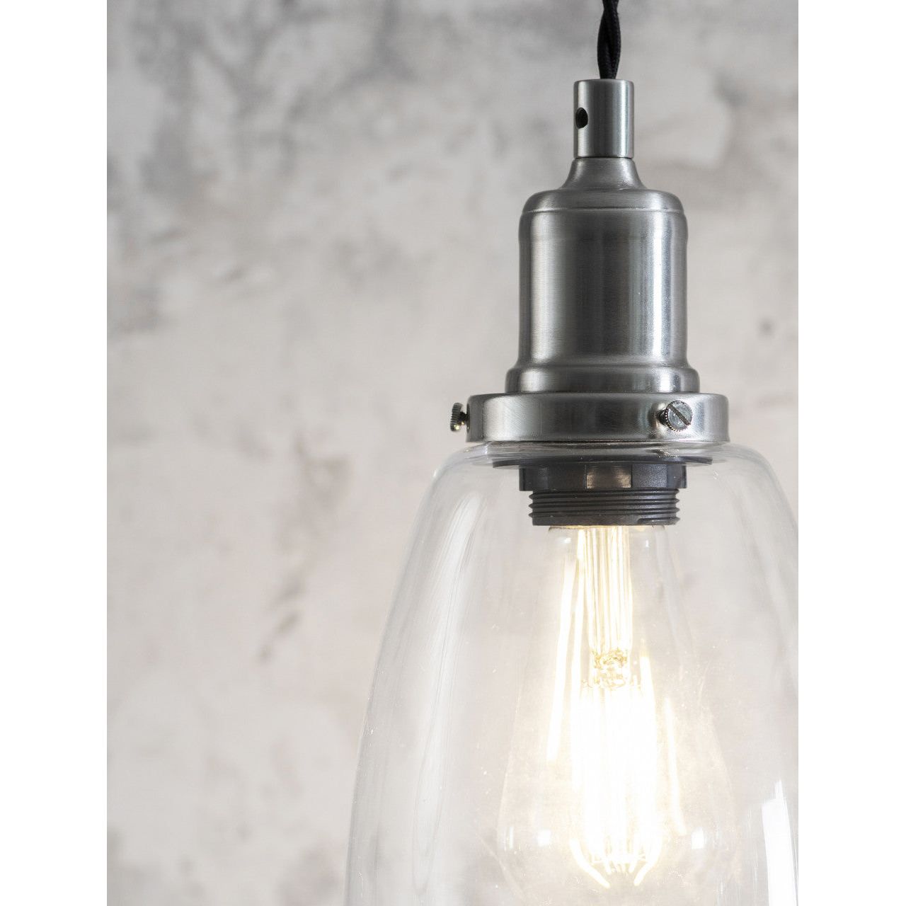 Trio of Hoxton Domed Pendant Lights - Satin Nickel