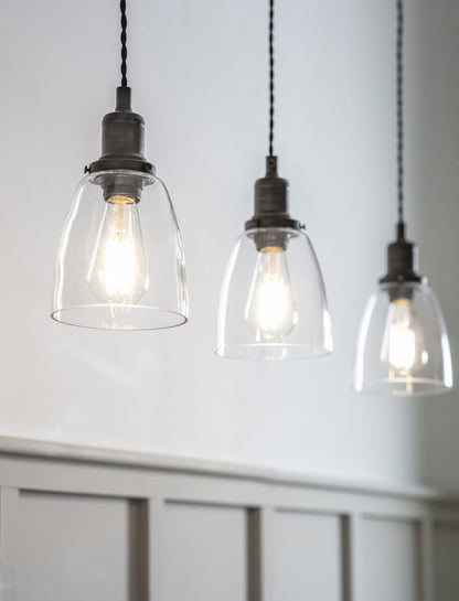 Trio of Hoxton Domed Pendant Lights - Antique Bronze