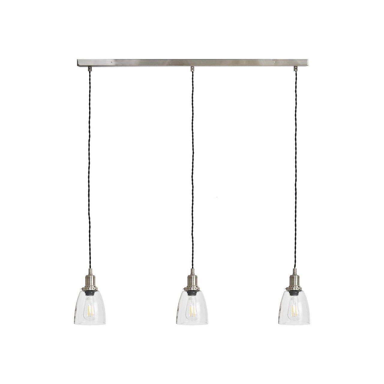 Trio of Hoxton Domed Pendant Lights - Satin Nickel