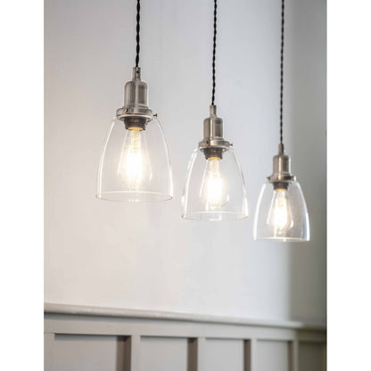 Trio of Hoxton Domed Pendant Lights - Satin Nickel