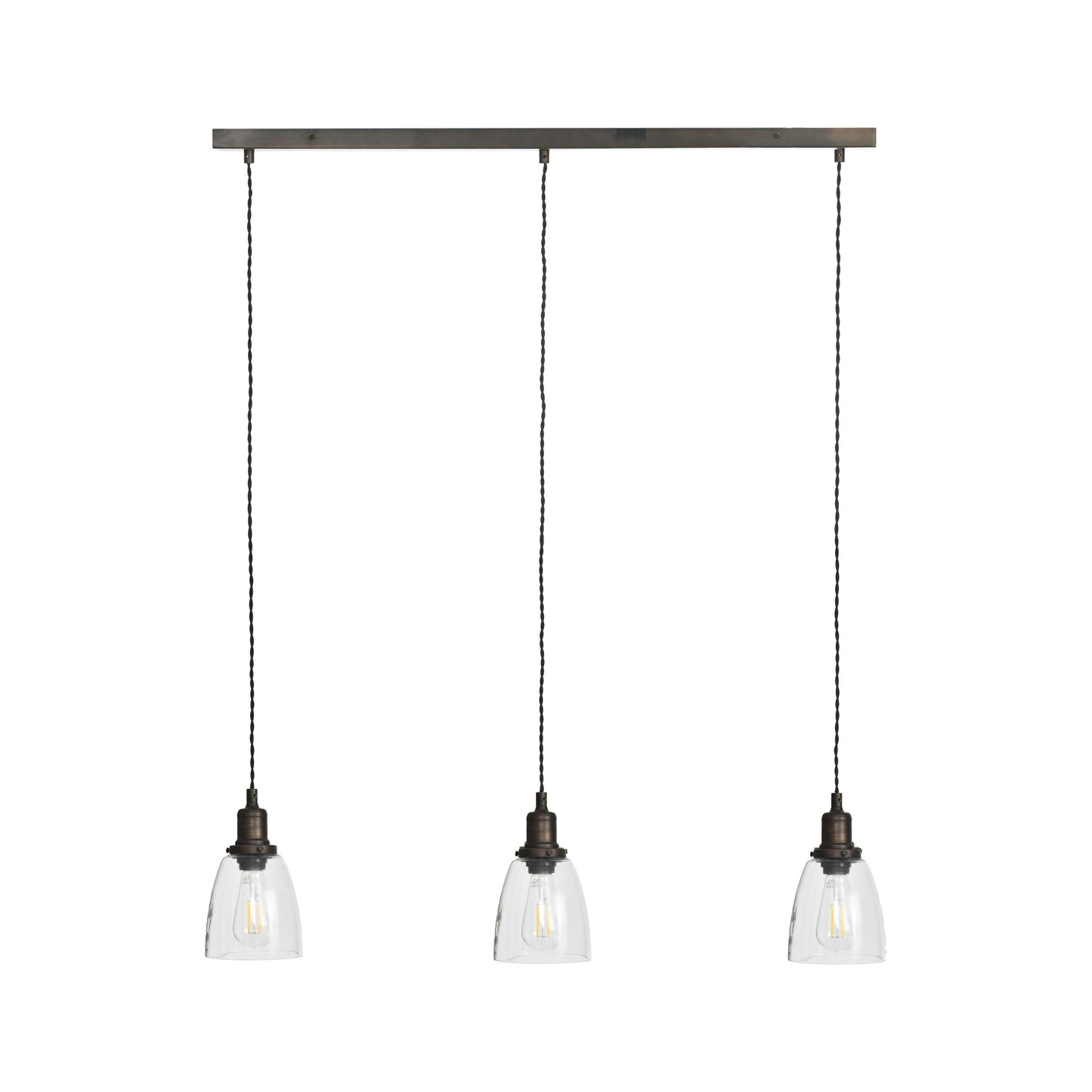 Trio of Hoxton Domed Pendant Lights - Antique Bronze