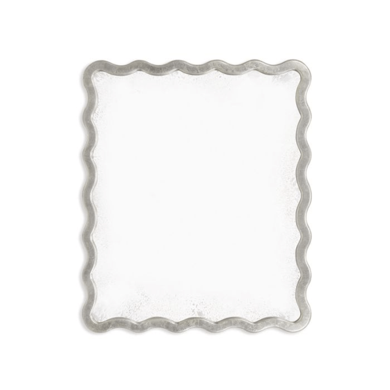 Keste Rectangular Mirror in Antique Silver