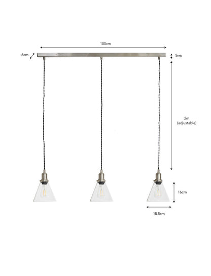 Trio of Hoxton Cone Pendant Light - Satin Nickel