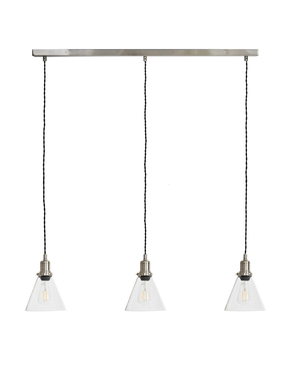 Trio of Hoxton Cone Pendant Light - Satin Nickel