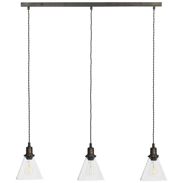 Trio of Hoxton Cone Pendant Light - Antique Bronze