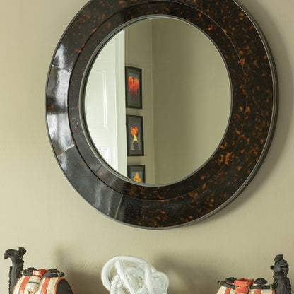 Arno Large Round Mirror Tortoiseshell Finish