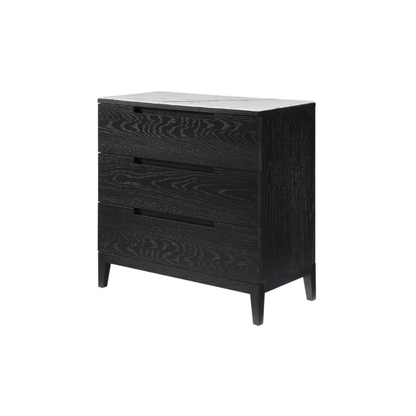 Orchid Marble 3 Drawer Chest - Wenge Black Stained Oak