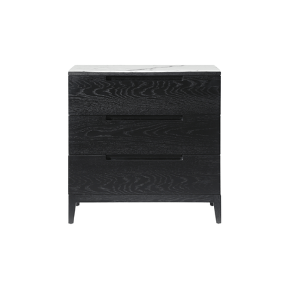 Orchid Marble 3 Drawer Chest - Wenge Black Stained Oak