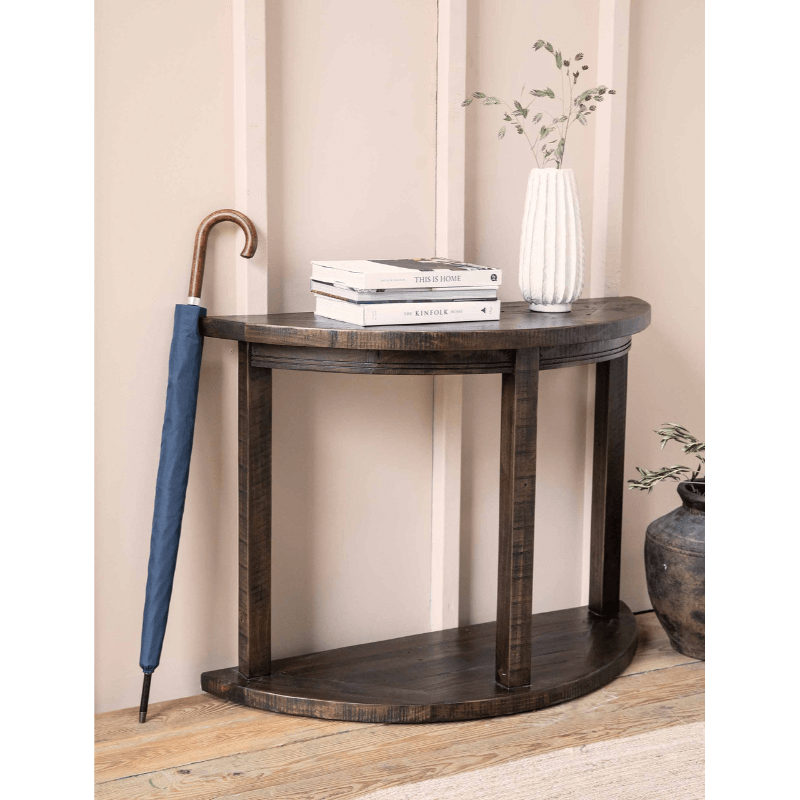 Oxhill Curved Console Table - Antique Brown