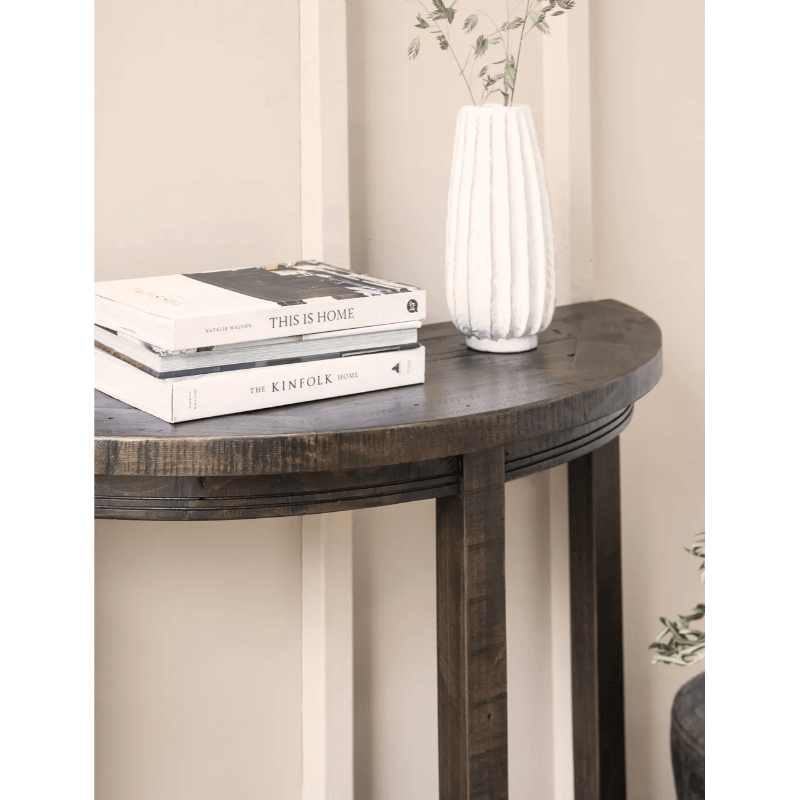 Oxhill Curved Console Table - Antique Brown