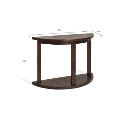 Oxhill Curved Console Table - Antique Brown