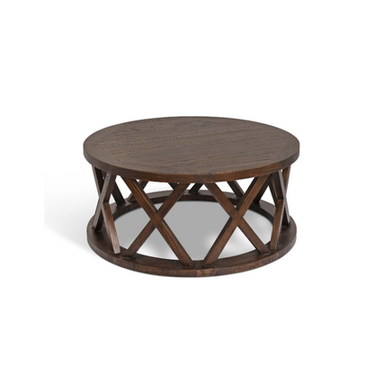 Oxhill Round Coffee Table - Antique Brown