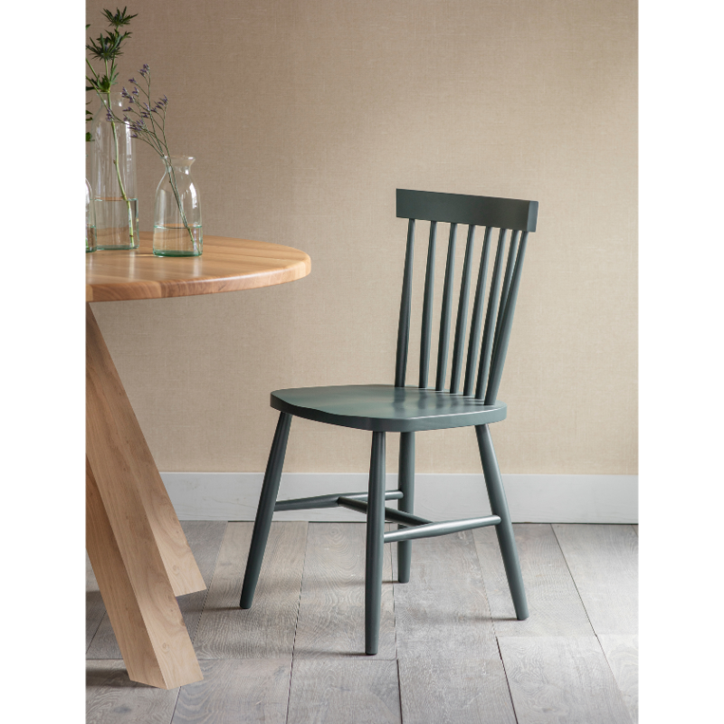 Pair of Spindle Back Chairs - Forest Green