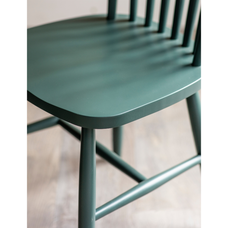 Pair of Spindle Back Chairs - Forest Green