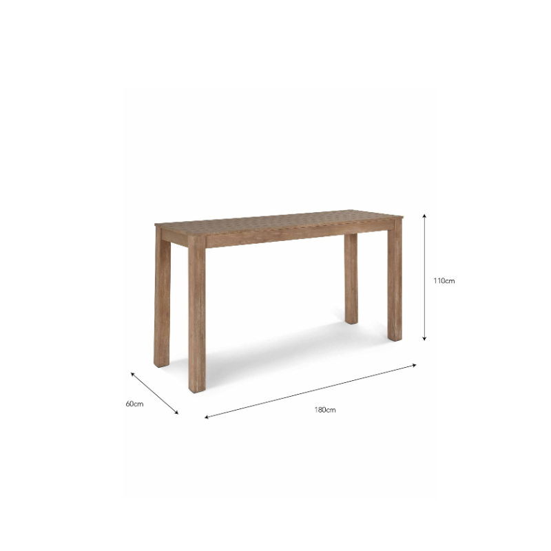 Porthallow Acacia Rectangular Bar Table - Natural