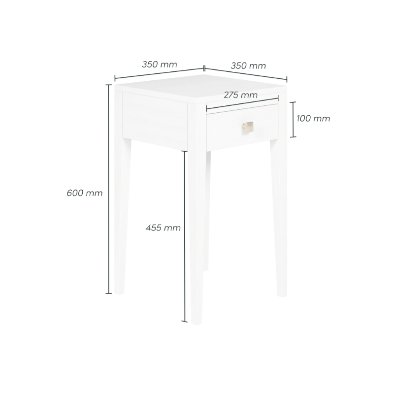 Radford 1 Drawer Bedside - White