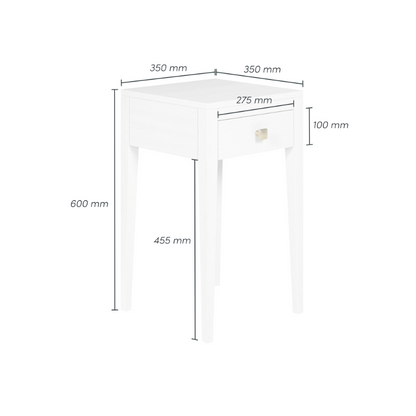 Radford 1 Drawer Bedside - White