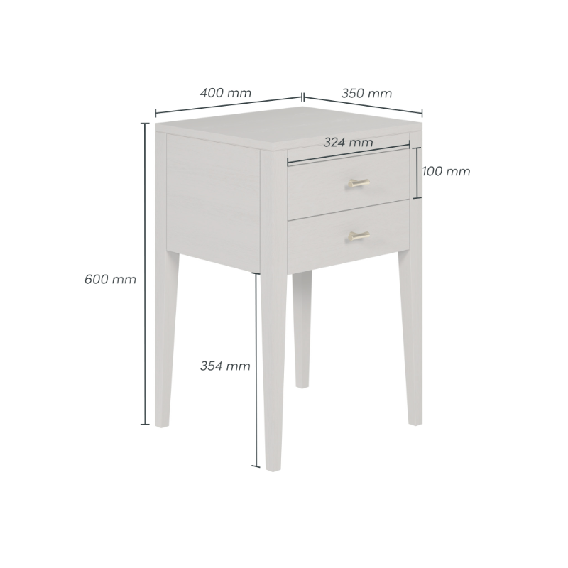 Radford 2 Drawers Bedside - Grey