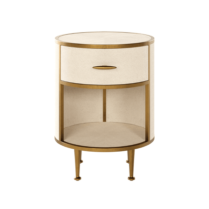 Round Hampton Bedside - Ivory Shagreen