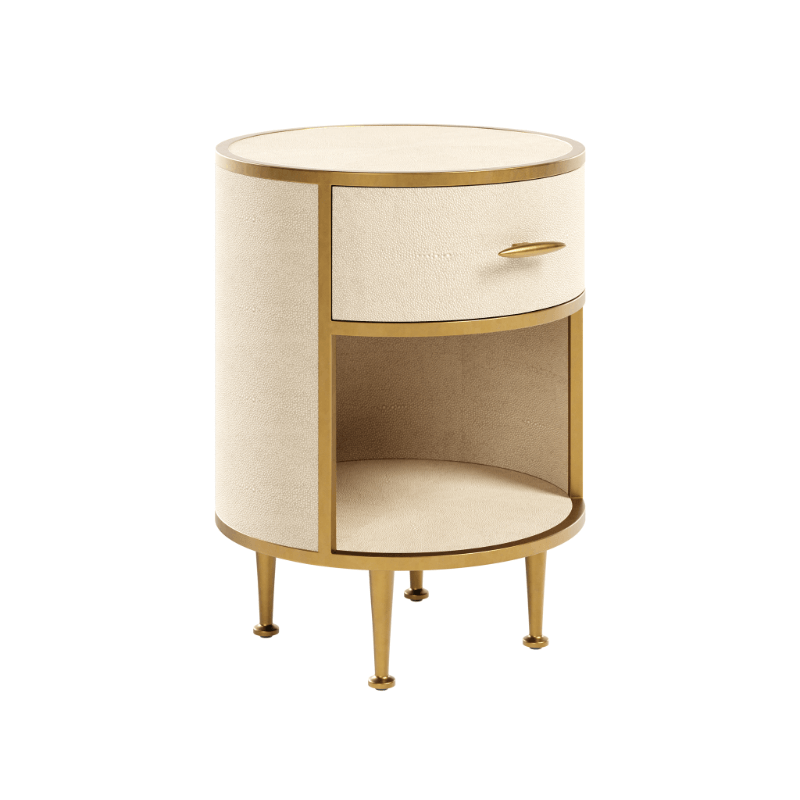 Round Hampton Bedside - Ivory Shagreen