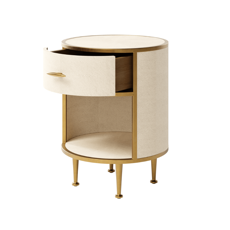 Round Hampton Bedside - Ivory Shagreen