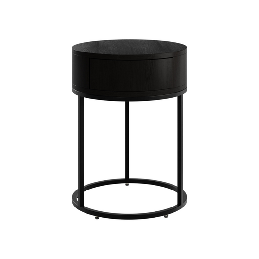 Round Wooden Hampton Bedside - Black