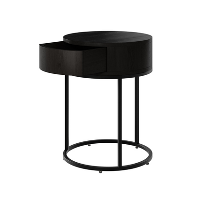 Round Wooden Hampton Bedside - Black