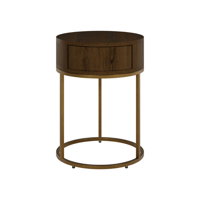 Round Wooden Hampton Bedside - Brown