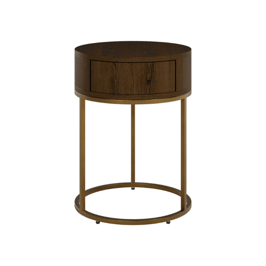 Round Wooden Hampton Bedside - Brown