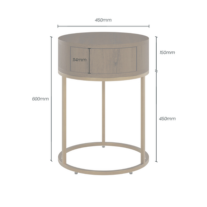 Round Wooden Hampton Bedside - Brown