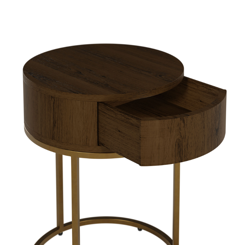 Round Wooden Hampton Bedside - Brown