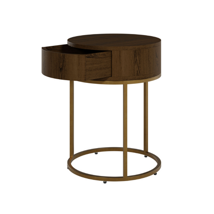 Round Wooden Hampton Bedside - Brown