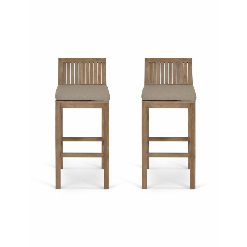 Set of 2 Porthallow Bar Stools - Natural