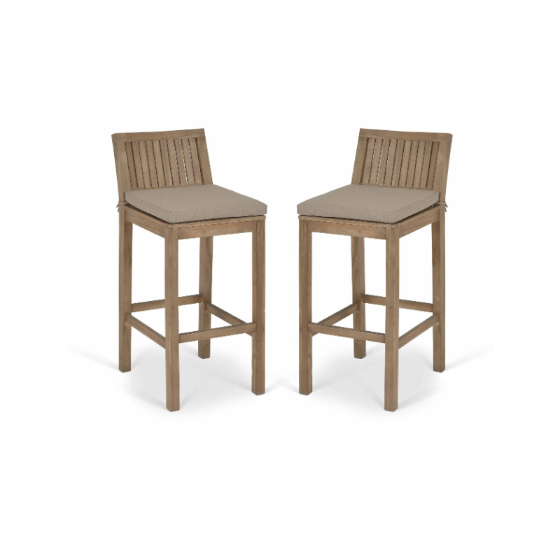 Set of 2 Porthallow Bar Stools - Natural