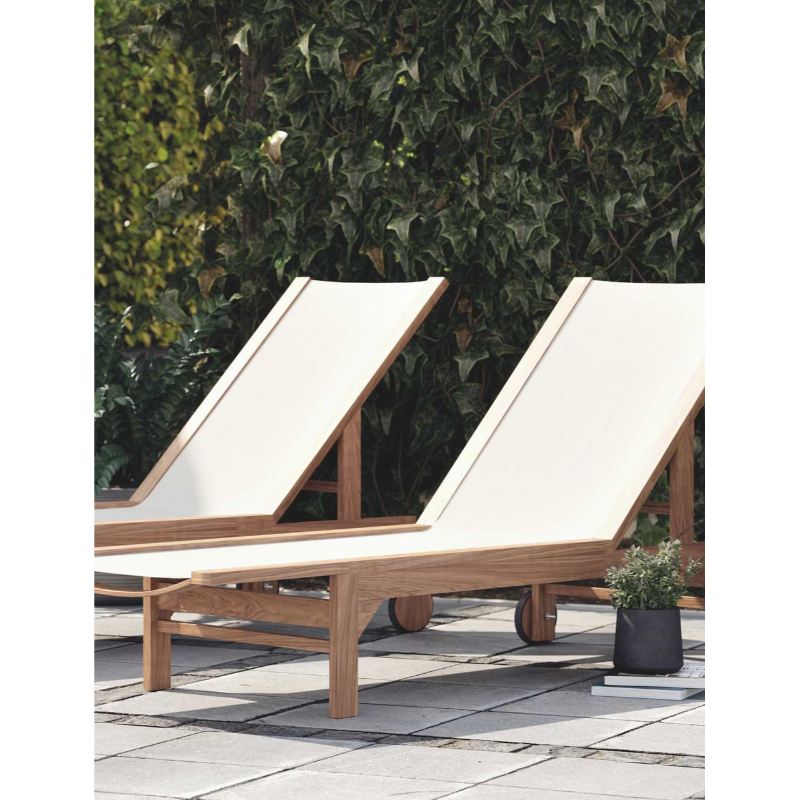 Teak Porthmore Lounger - White