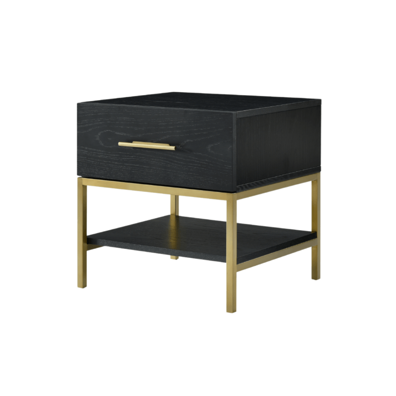 Tulip Single Wenge Drawer Bedside - Black Stained Oak