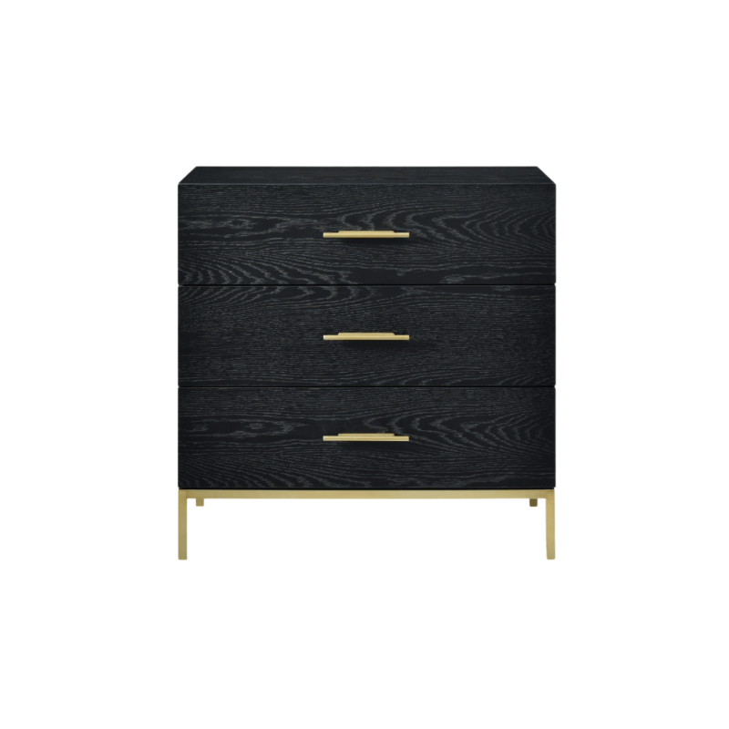 Tulip Wenge 3 Drawer Chest - Black Stained Oak