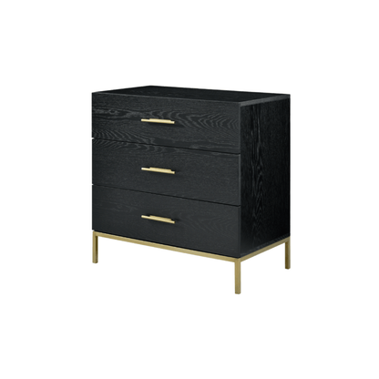 Tulip Wenge 3 Drawer Chest - Black Stained Oak