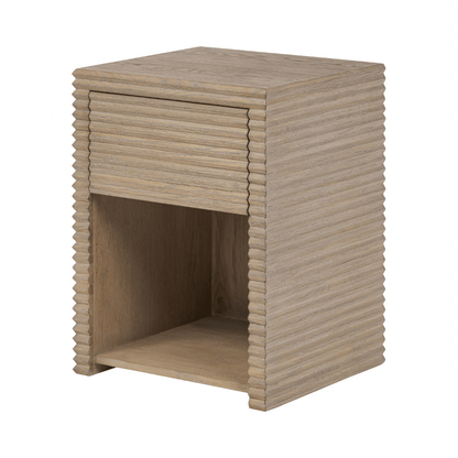 Wickham Ribbed Oak Bedside - 1 Drawer