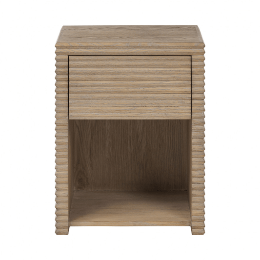 Wickham Ribbed Oak Bedside - 1 Drawer