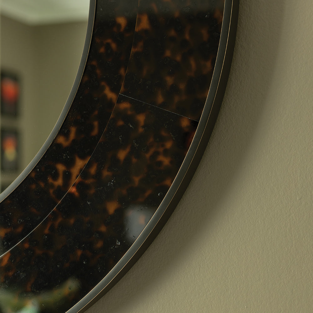 Arno Large Round Mirror Tortoiseshell Finish