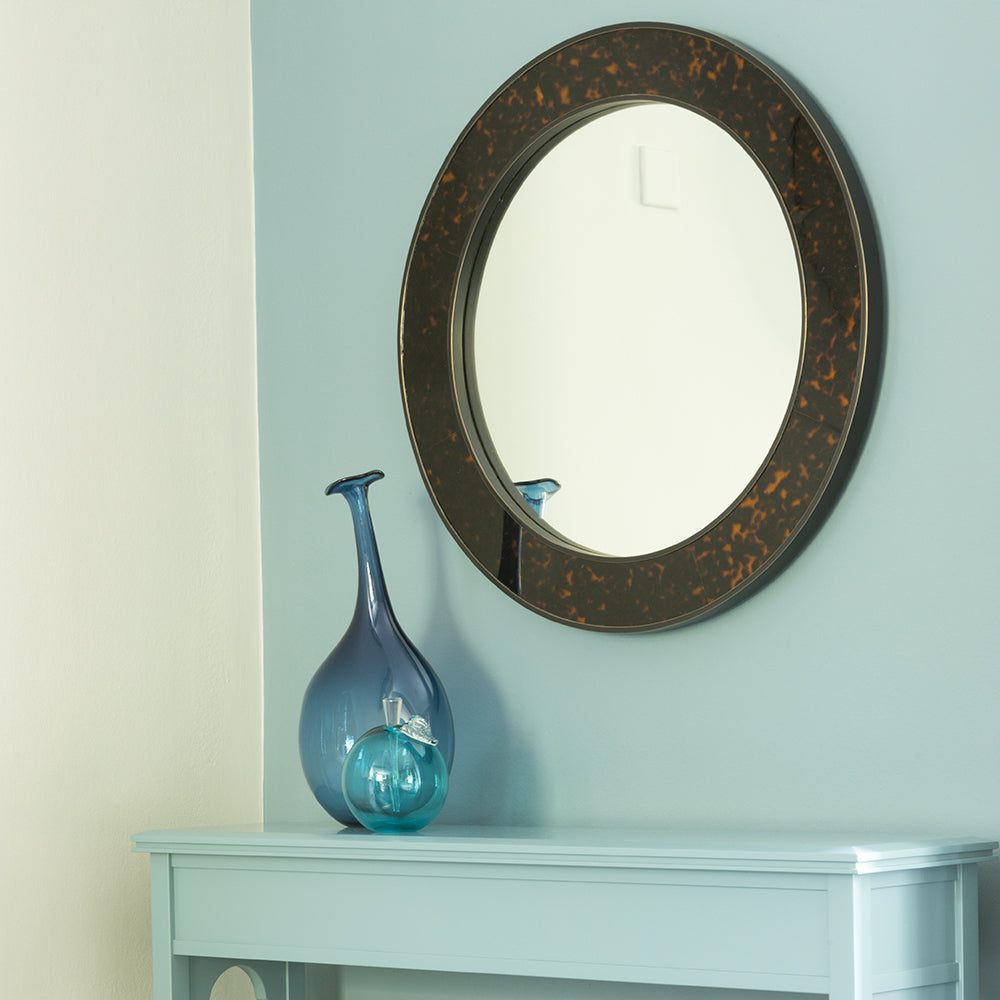 Arno Medium Round Mirror Tortoiseshell Finish