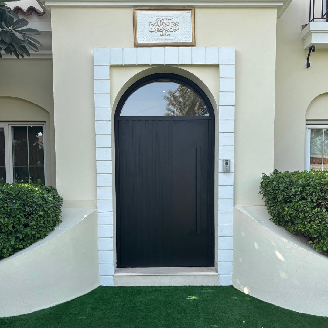 Automatic sliding glass doors in modern UAE architecture