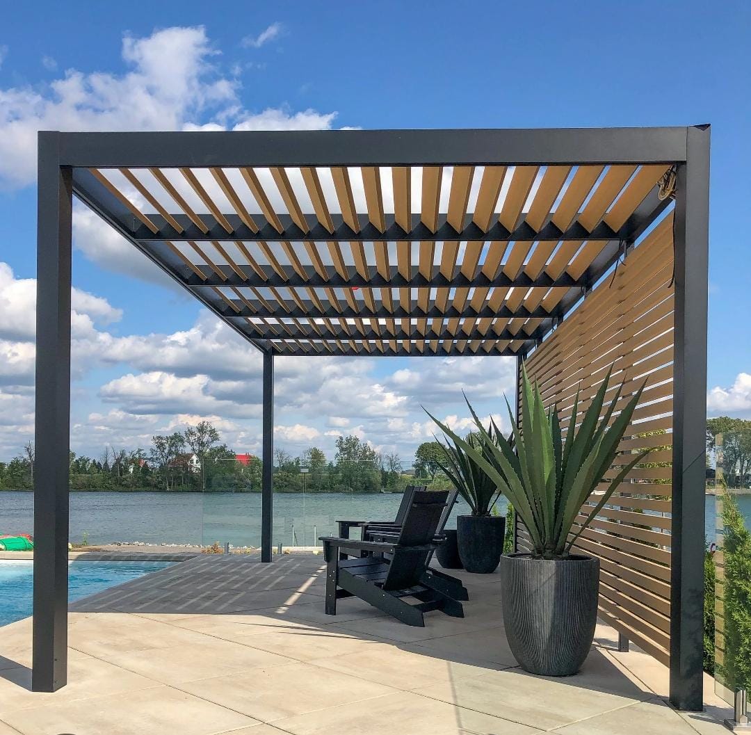 Shaded aluminium garden pergola structure in Dubai