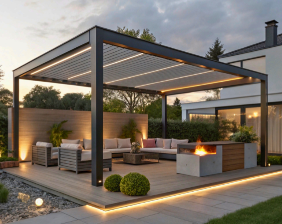 Custom aluminium gazebo outdoor structure built in the UAE